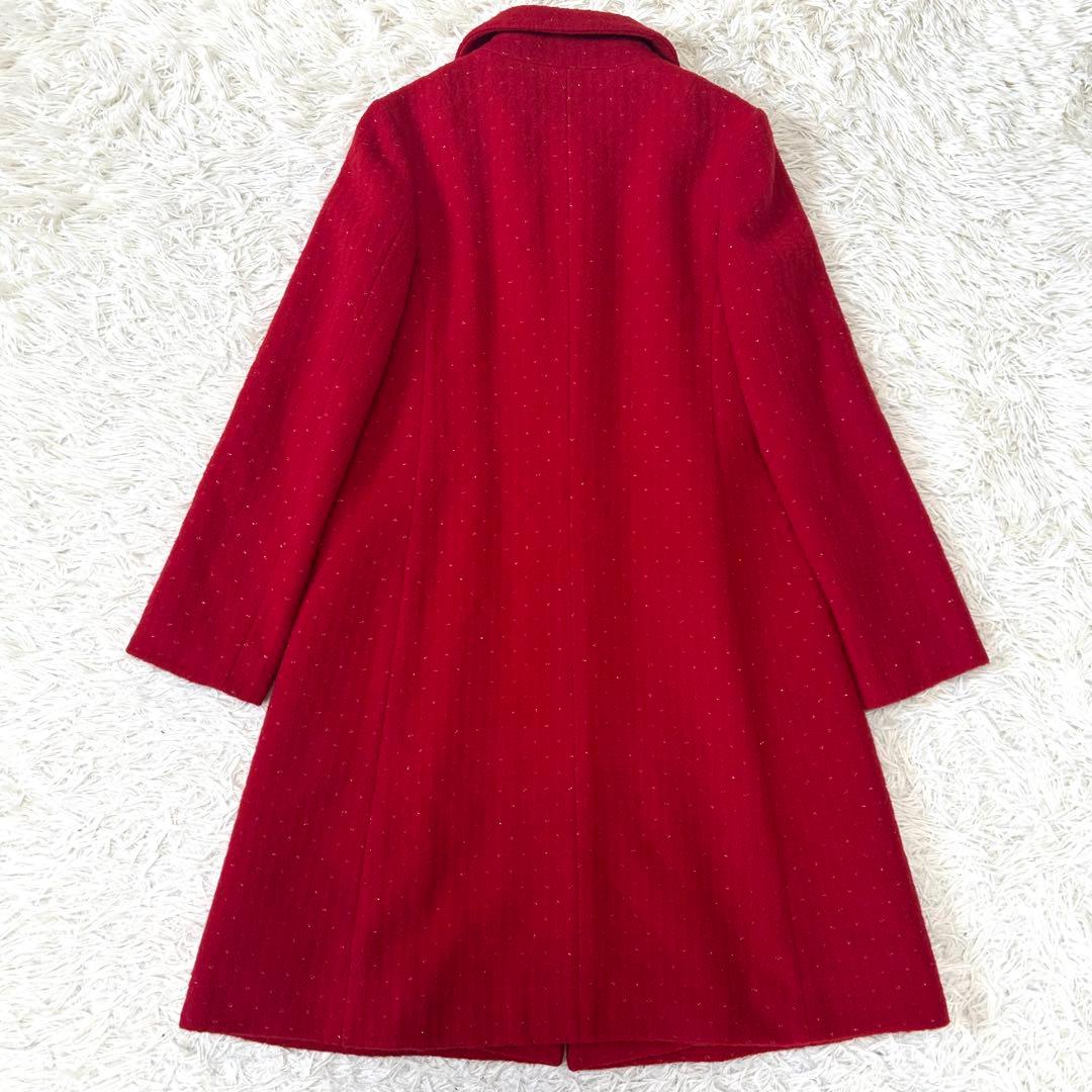 TOCCA 赤 アンゴラブレンドロングコート 丸襟 ウール ボタン ラメ 0/S