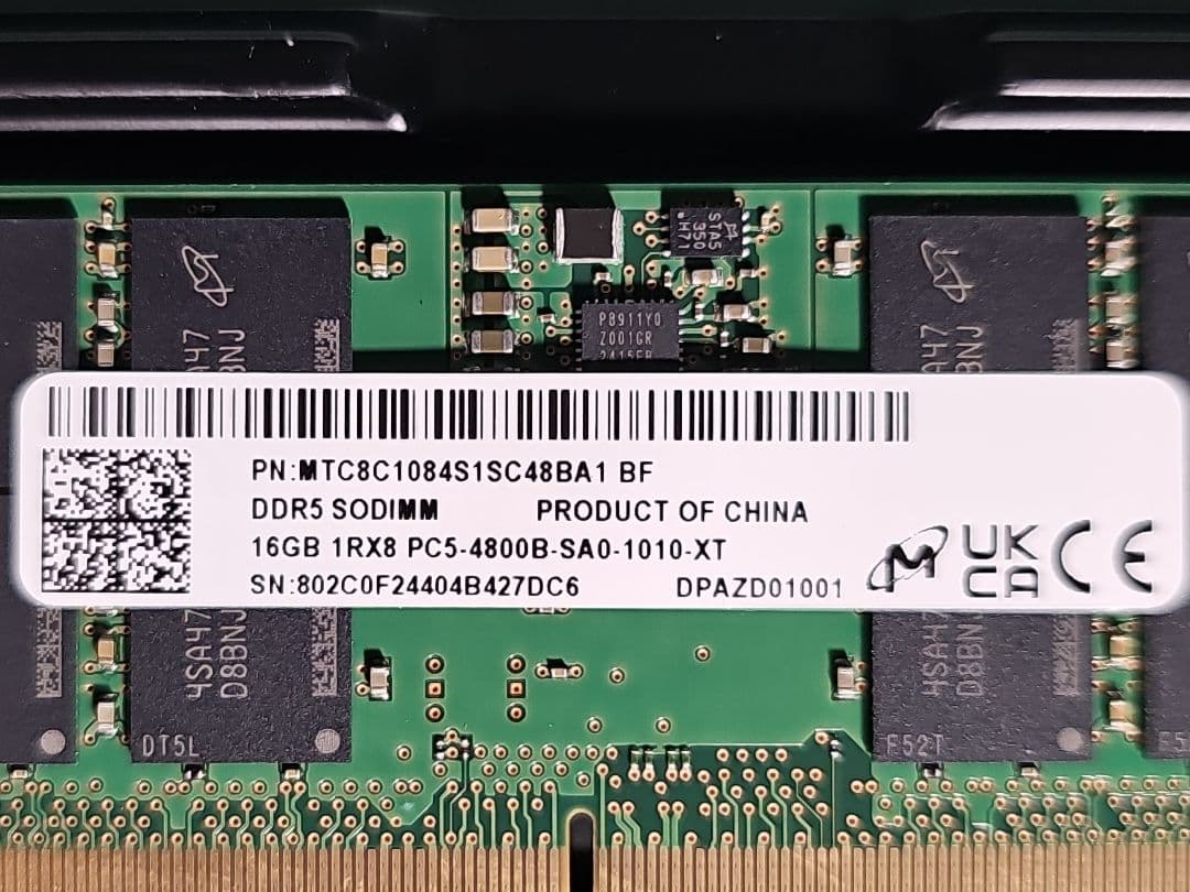 ノートパソコン用メモリ DDR5 16GB×2