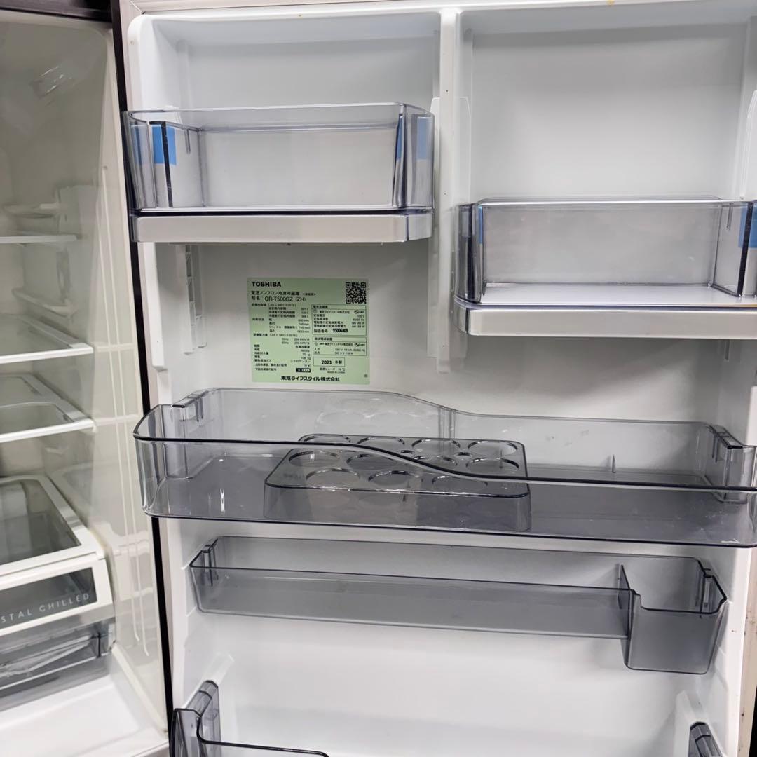 671 東芝　大型冷蔵庫　500L強　格安　右開き　自動製氷　5ドアガラスパネル