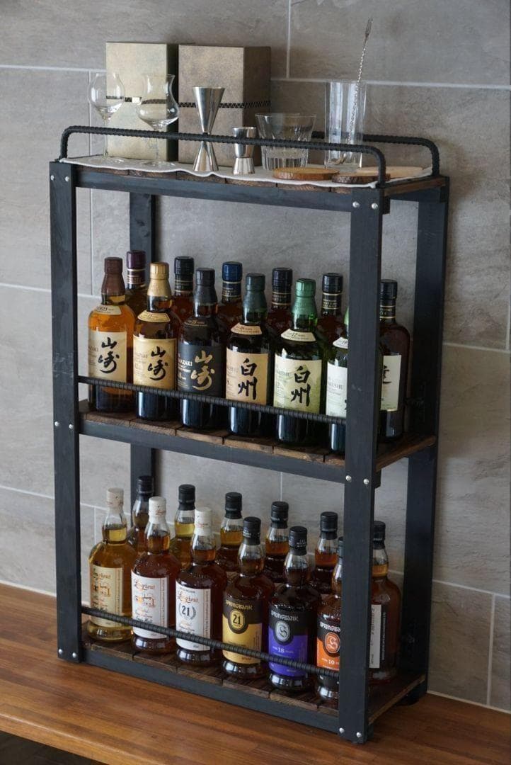 ウィスキーラック　男前インテリア　棚　インダストリアル　収納　お酒　多肉 021