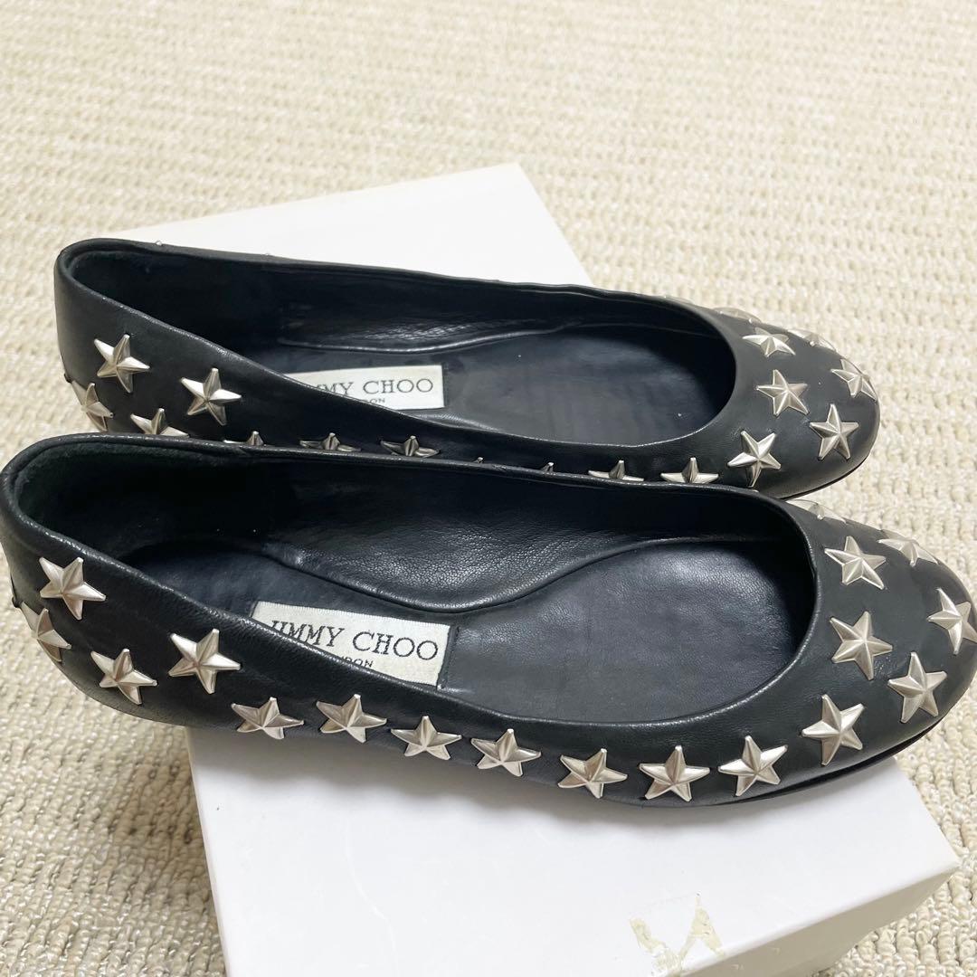 美品❤️ジミーチュウ スター スタッズ フラットシューズ 黒