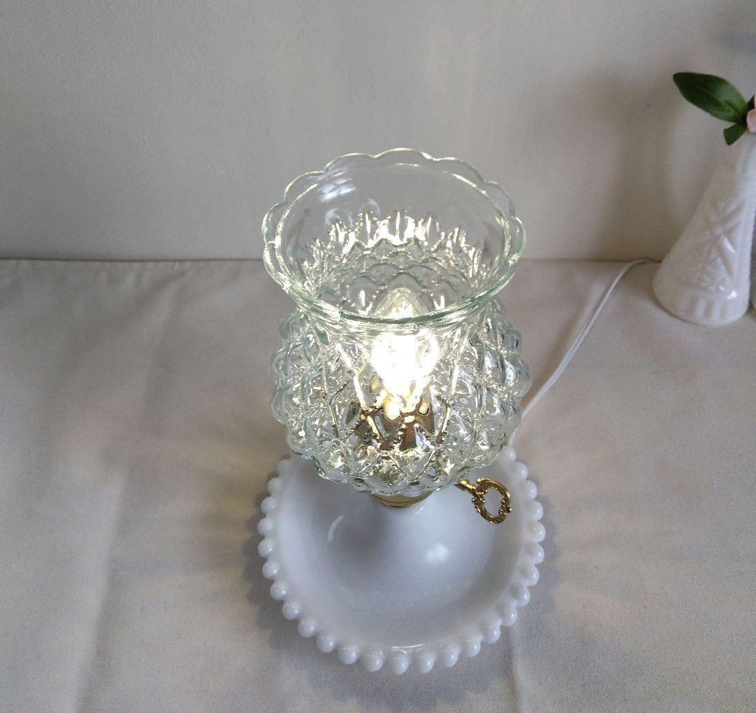 ヴィンテージ ダイヤ柄 クリアガラス テーブルランプ レア