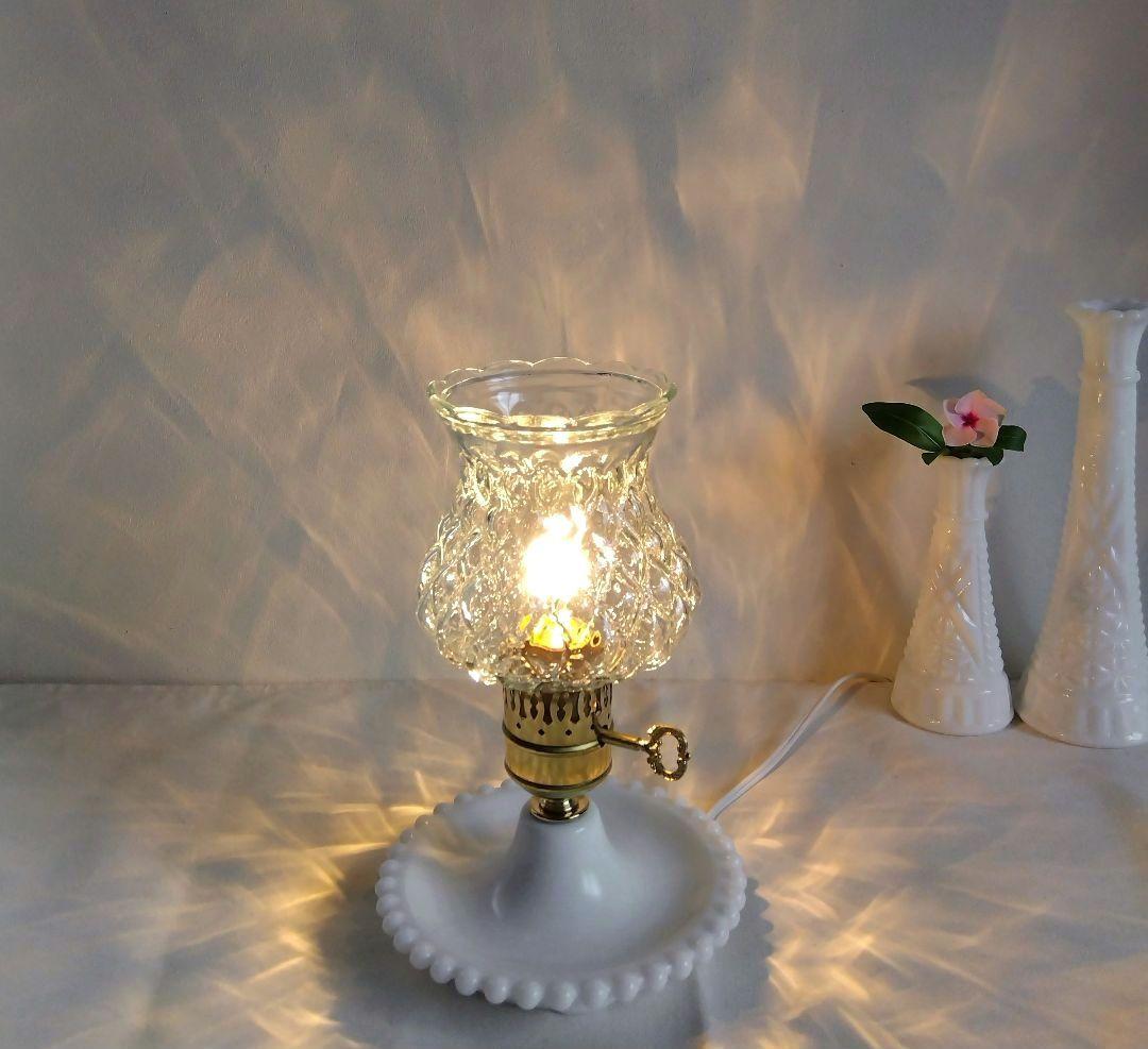 ヴィンテージ ダイヤ柄 クリアガラス テーブルランプ レア