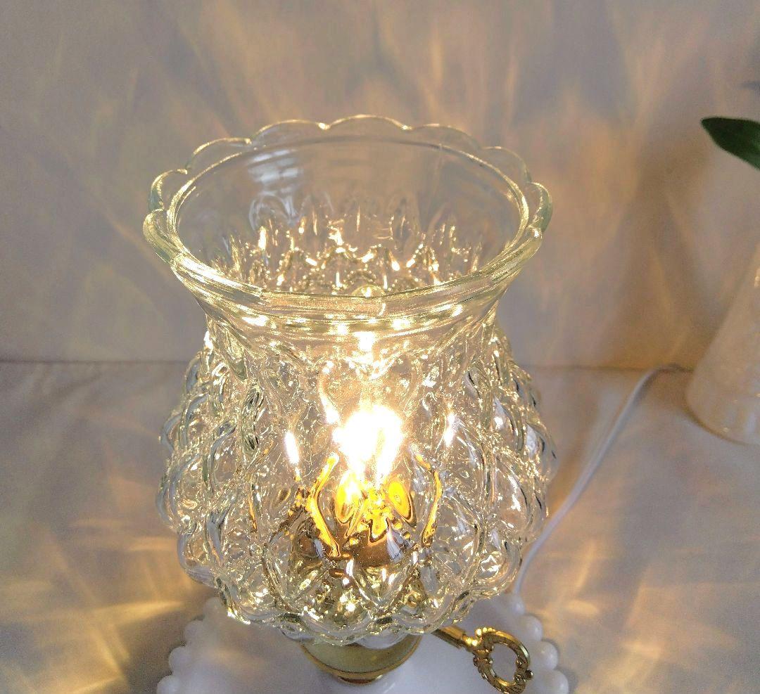 ヴィンテージ ダイヤ柄 クリアガラス テーブルランプ レア