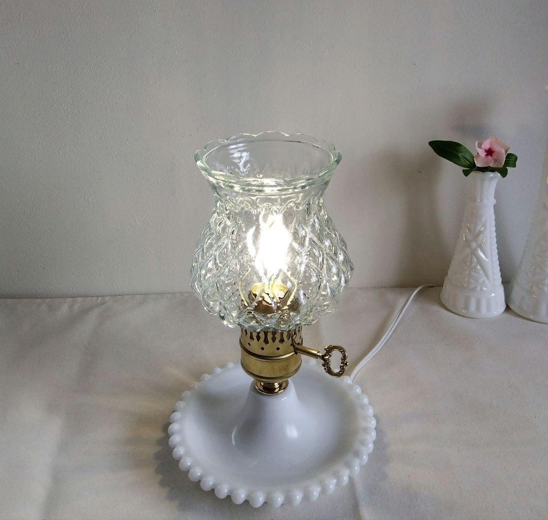 ヴィンテージ ダイヤ柄 クリアガラス テーブルランプ レア