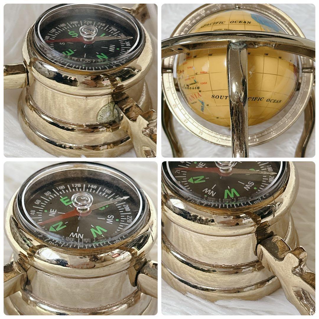 ✨希少✨ アンティーク地球儀 ゴールドスタンド 方位磁針付 猫脚 vendage