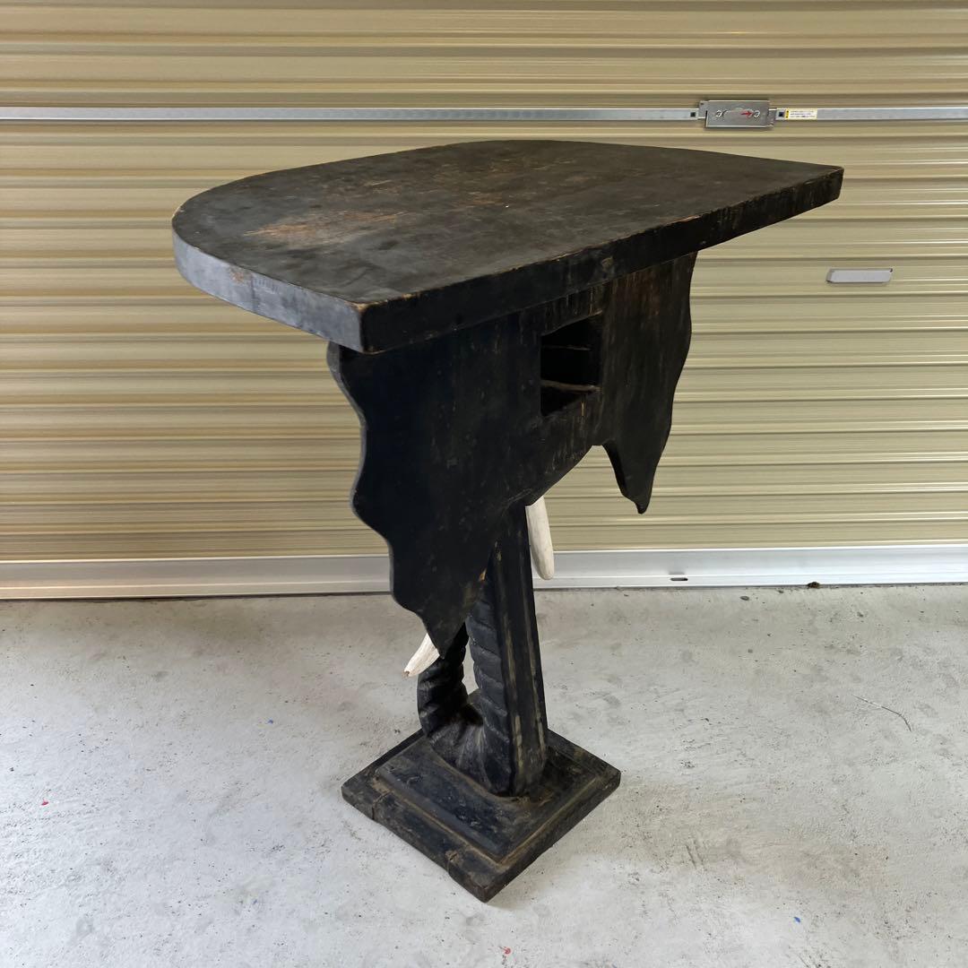 ヴィンテージ 象柄彫刻 木製カウンターテーブル コンソールテーブル 飾り棚