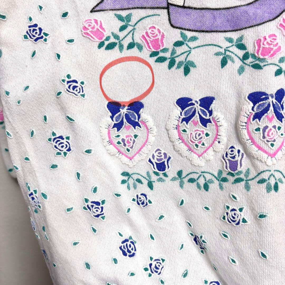 USAvintageアメリカ古着 発泡プリント猫ちゃんハートデザインスウェット