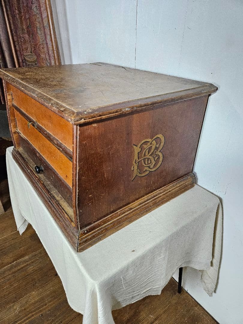 USAアンティーク BELENNS'S SILK 古いスレッドキャビネット 木製