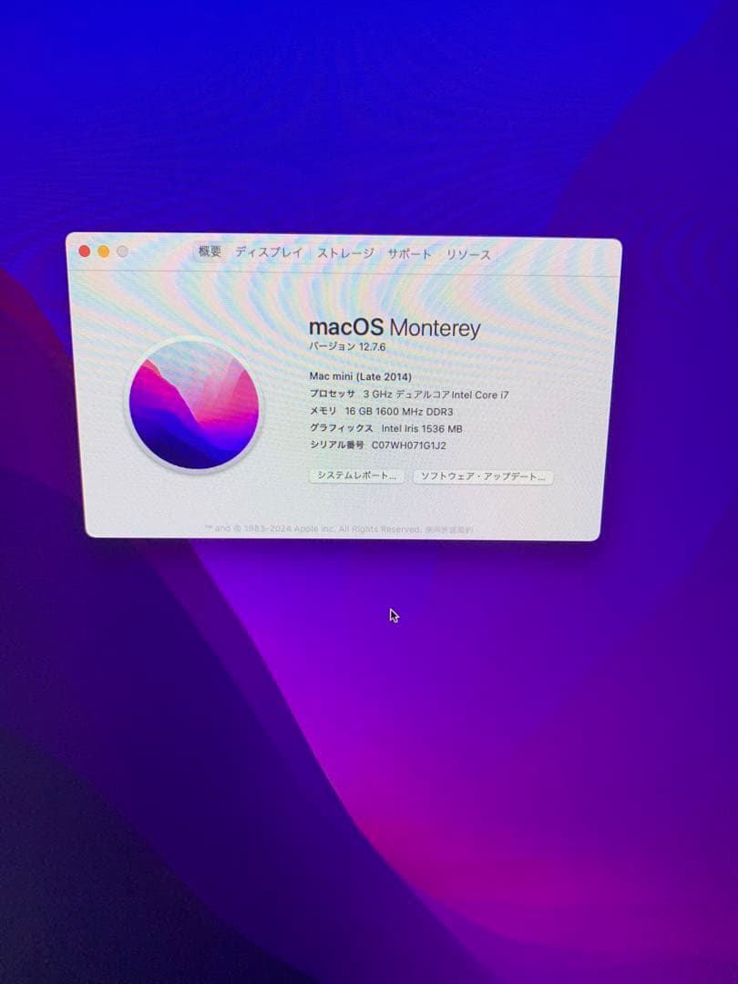 ミニPC Apple Mac mini Core i7-4578U 3.0GHz 16GB