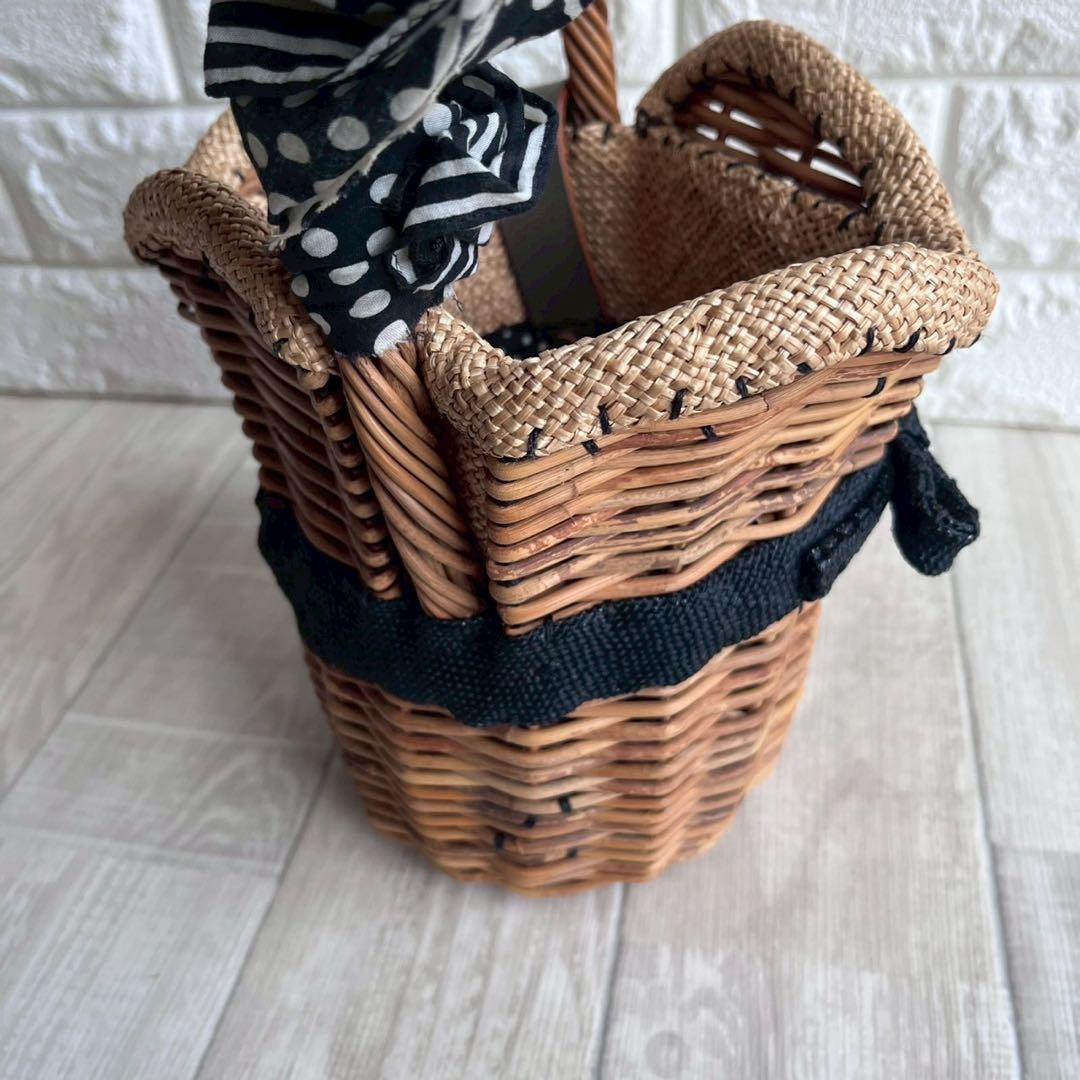 ebagos エバゴス ギンガムチェック カゴバッグ かぶせハンドル