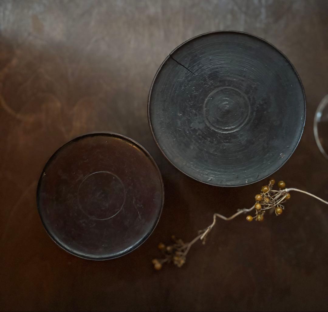 韓国 骨董 木製 高杯 サイズ違い 2つ アンティーク コンポティエ 蚤の市