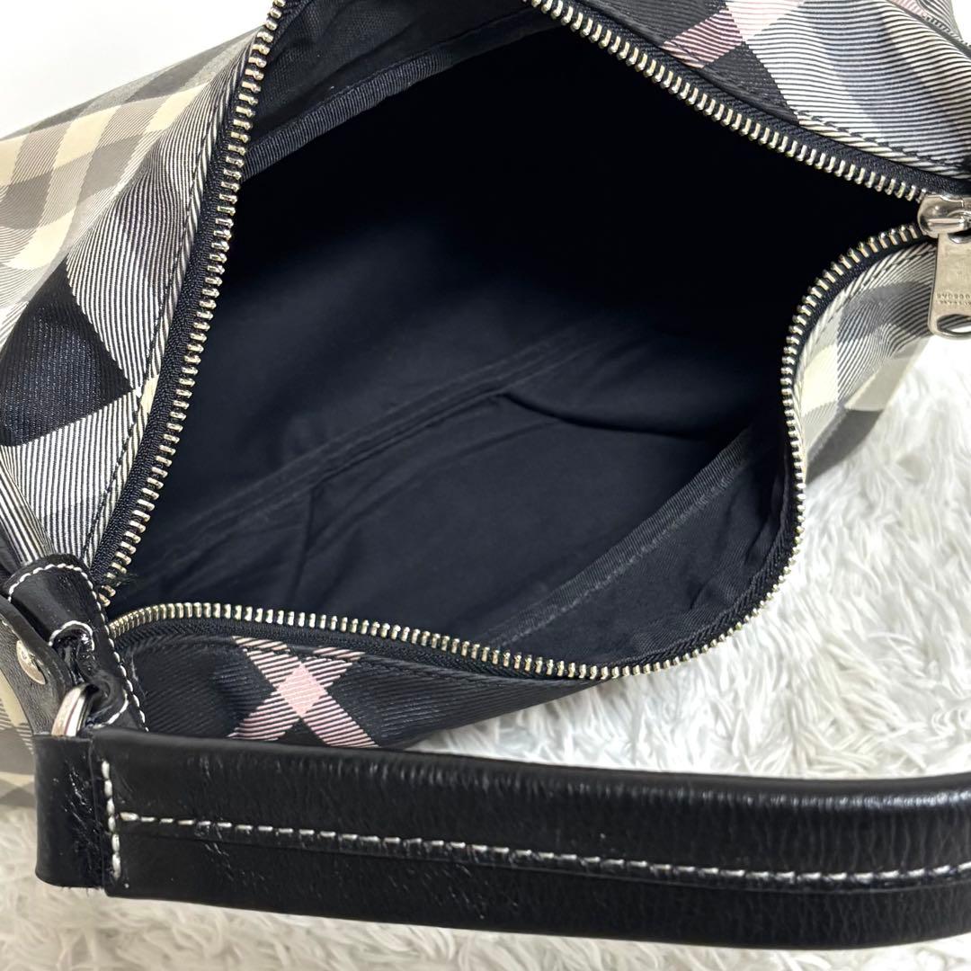 【美品】 バーバリー ブルーレーベル セミショルダーバッグ チェック レザー