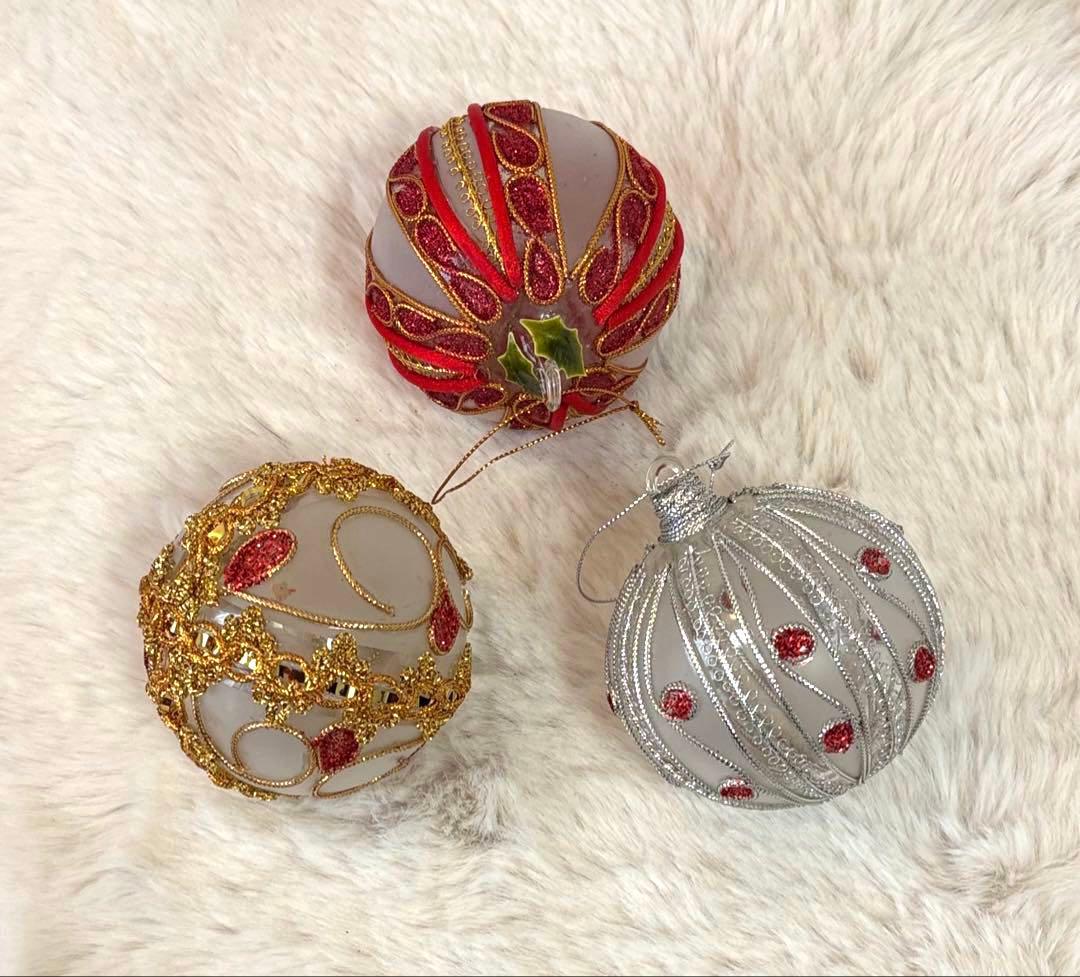 新宿伊勢丹クリスマスステーション 手作りガラス　クリスマスオーナメント3種9個