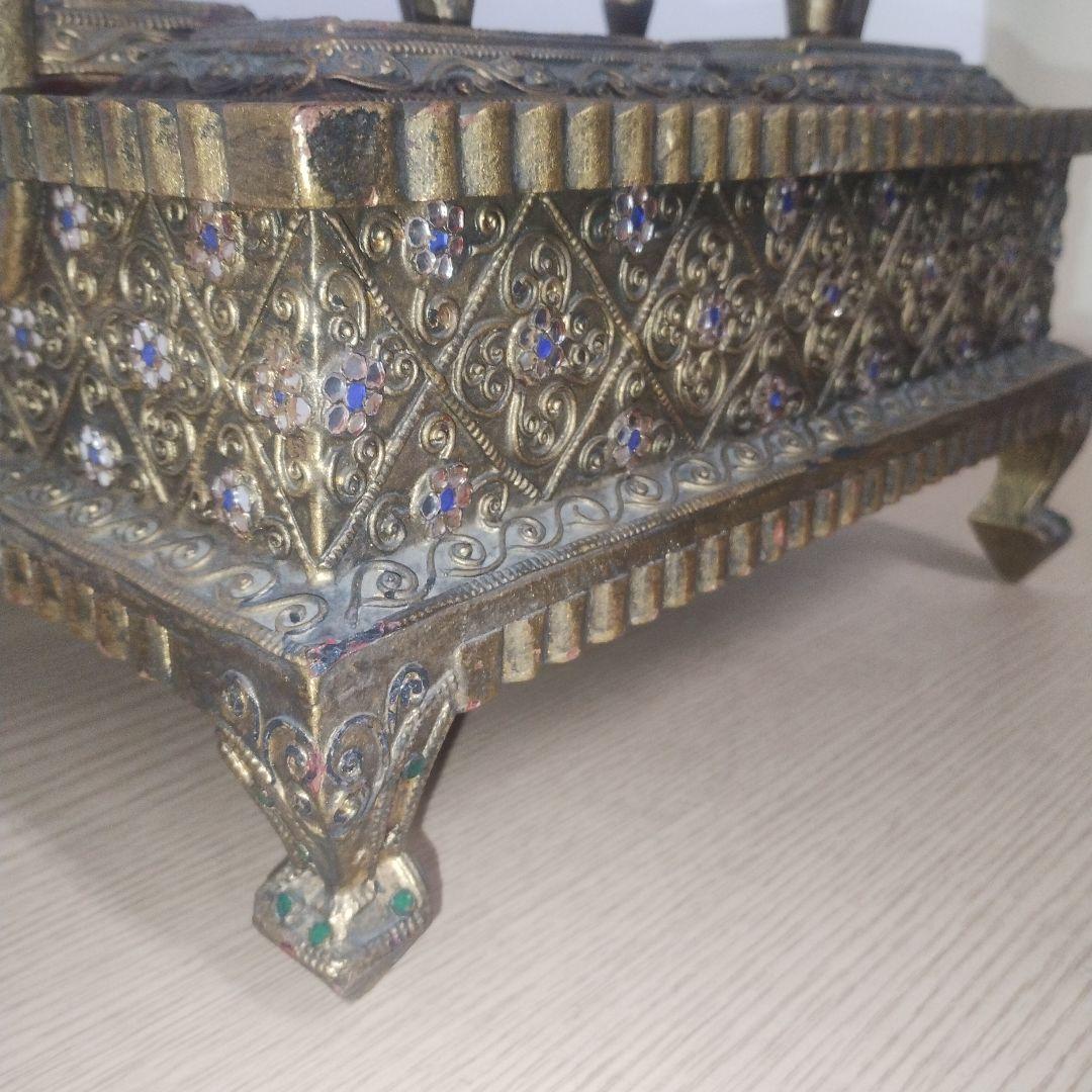 アンティーク 鳥の装飾 木製ボックス