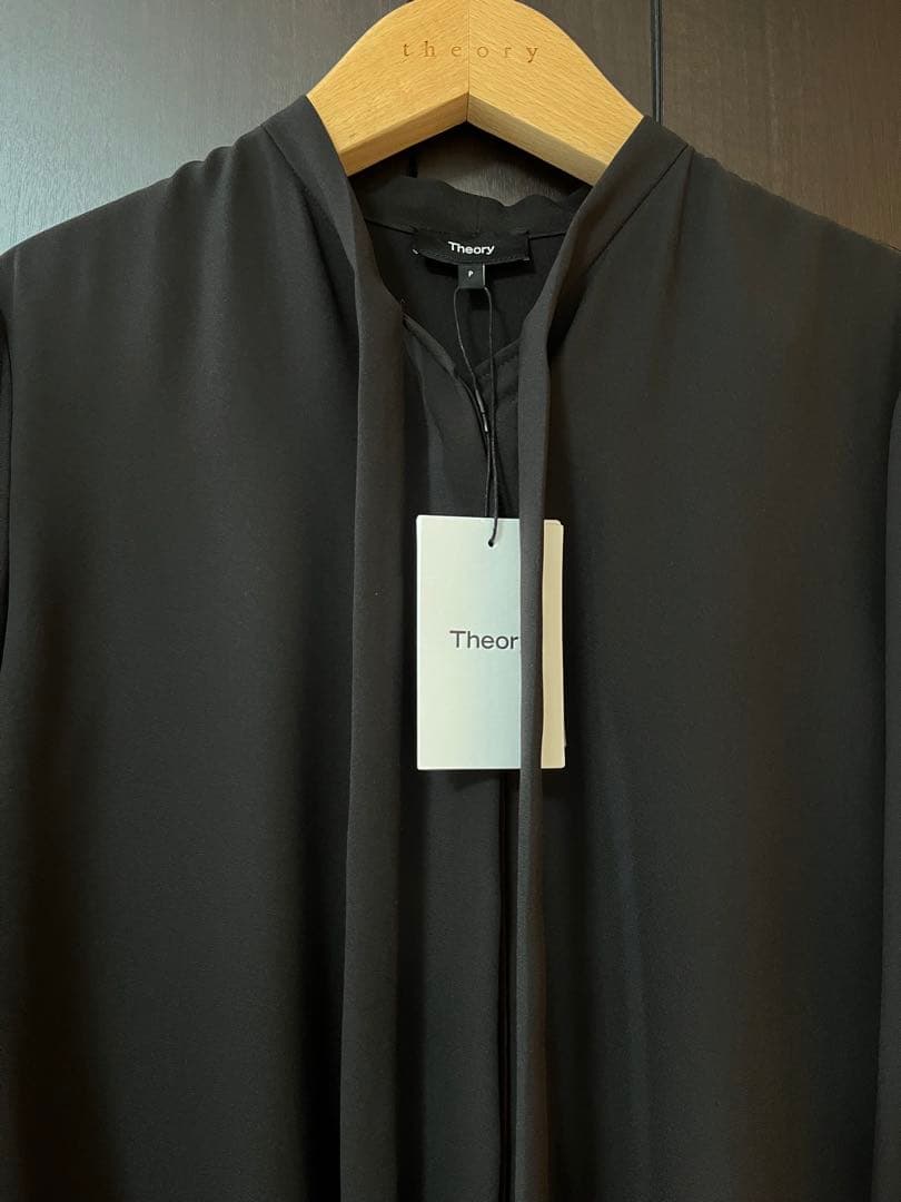 新品　theory ボウタイブラウス　ブラック　黒　P