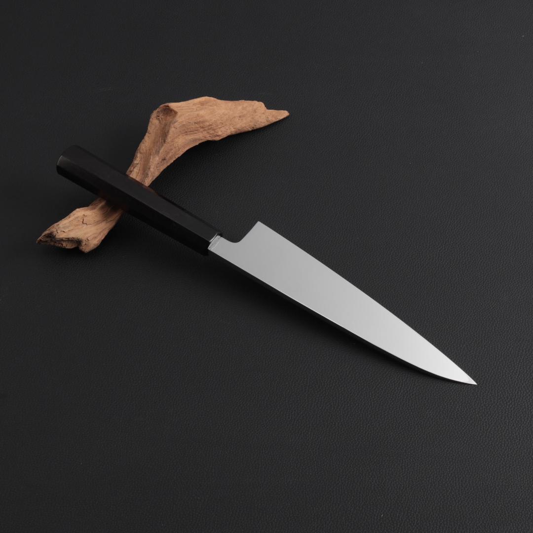 8507 鏡面仕上げ 身卸し・舟行 9寸 刃は究極の切れ味 黒檀黒水牛角八角柄