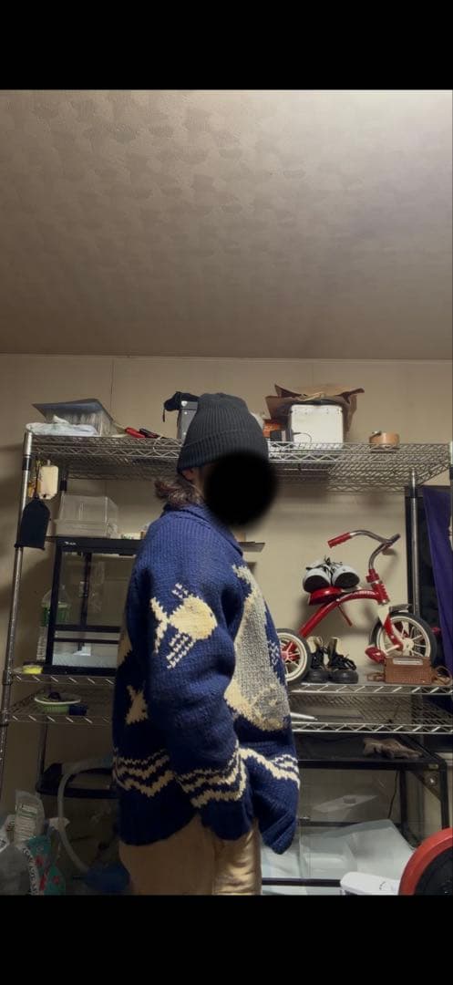 50s 60s ヴィンテージ カウチンセーター ニット シャチ柄 トラウト