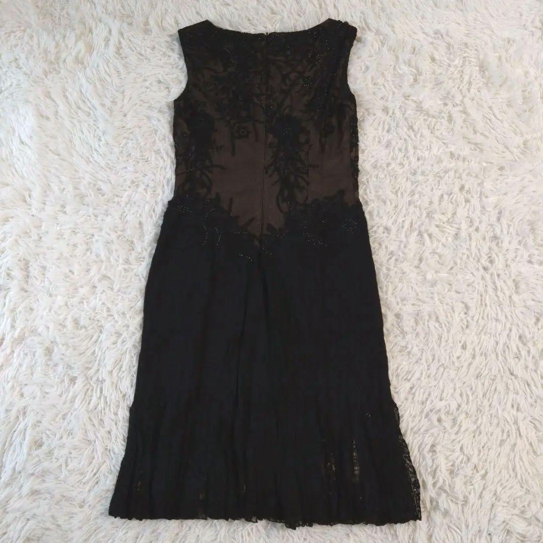 美品✨タダシショージ ワンピース　ブラック レース　刺繍　スタッズ　プリーツ