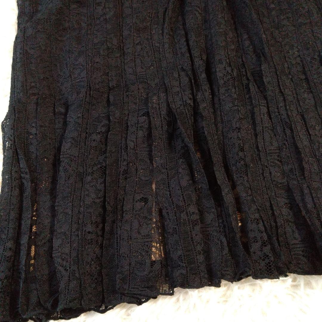 美品✨タダシショージ ワンピース　ブラック レース　刺繍　スタッズ　プリーツ