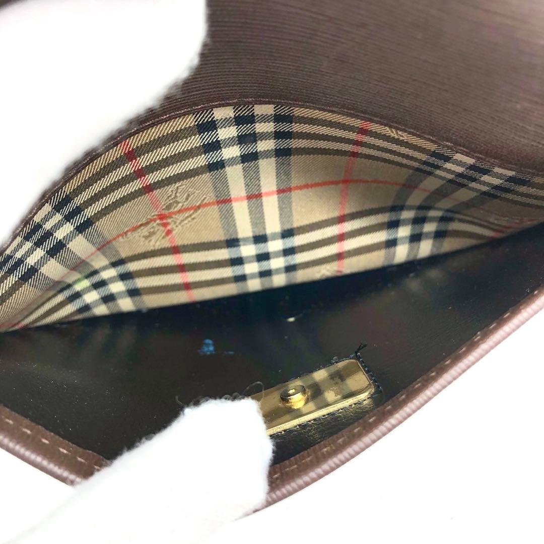 美品✨バーバリー ショルダーバッグ ノバチェック ホースロゴ キャンバス レザー