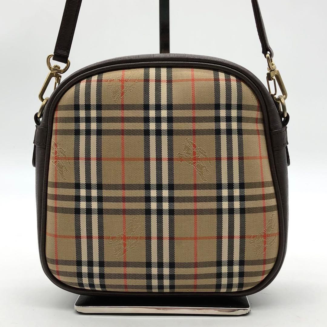 美品✨バーバリー ショルダーバッグ ノバチェック ホースロゴ キャンバス レザー