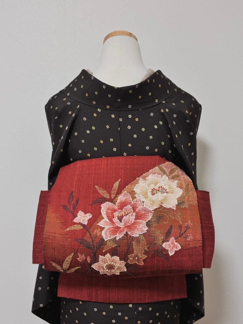 袷　小紋　スクエア幾何学　裄68cm 正絹