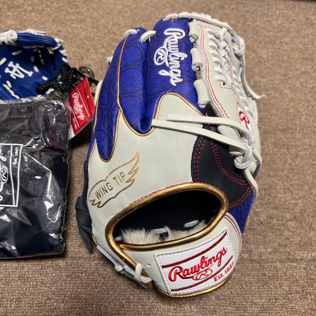 新品　Rawlings 軟式グローブ ネイビーホワイト　オールラウンド　限定　右
