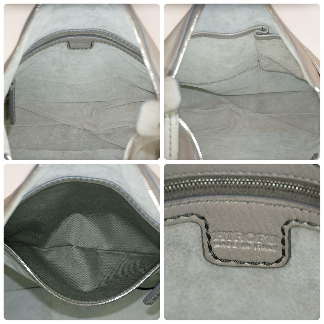 【極美品✨】ヒロフ ヴィータ 2way ショルダーバッグ シボ革 グレージュ