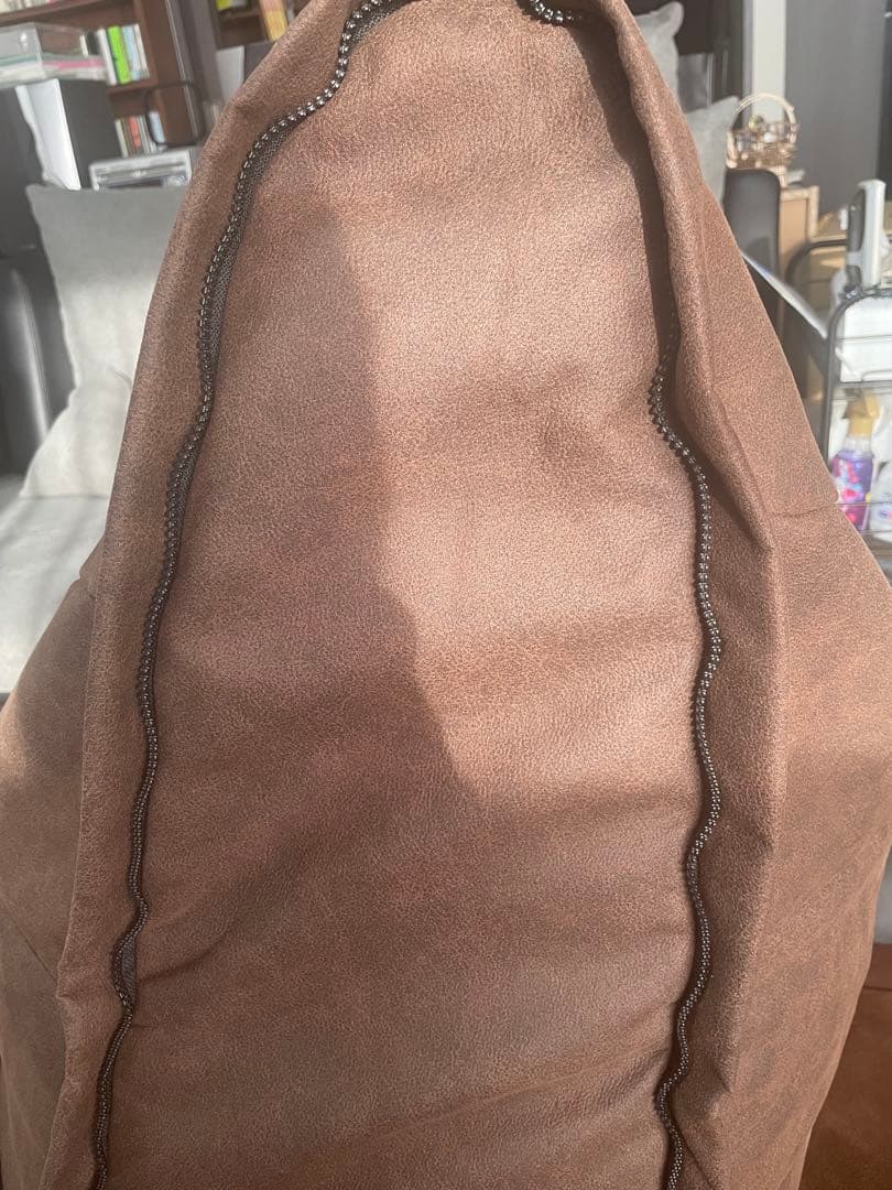 ブラウン ビーズクッション 背もたれ付きソファ型①