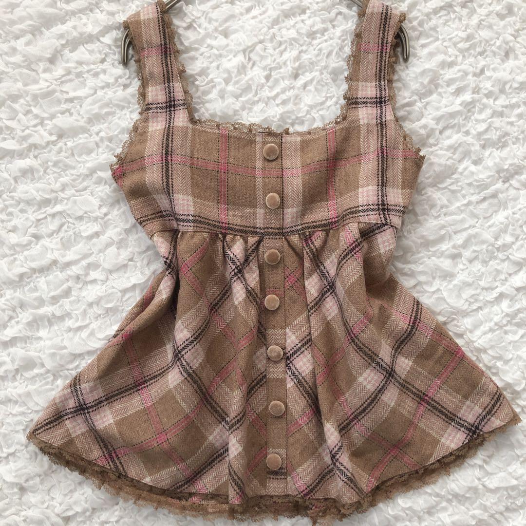 希少 00s 旧タグ LIZLISA リズリサ　チェック柄キャミソール　y2k
