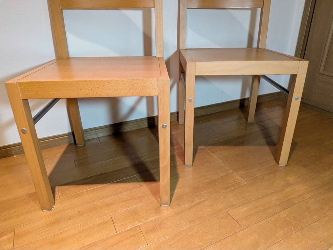 ■送料込■無印 ダイニングチェア ブナ材 木製イス 廃盤品 2脚セット 椅子