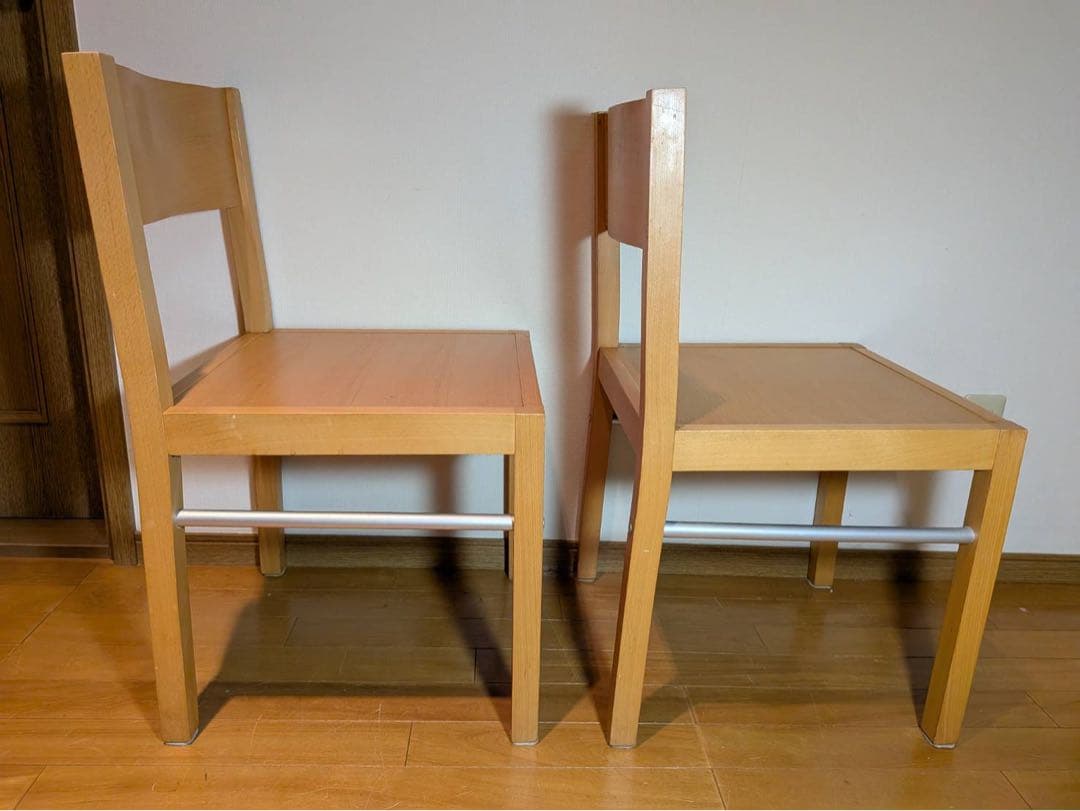 ■送料込■無印 ダイニングチェア ブナ材 木製イス 廃盤品 2脚セット 椅子