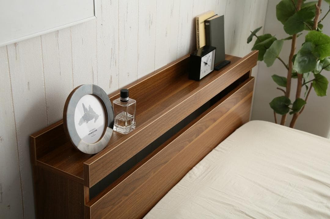 《新品・送料無料》【ダブル】Pluto 収納付きベッド（マットレス付き）