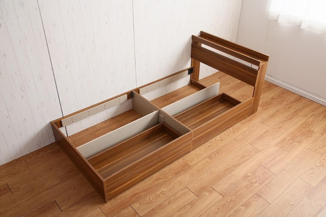 《新品・送料無料》【ダブル】Pluto 収納付きベッド（マットレス付き）