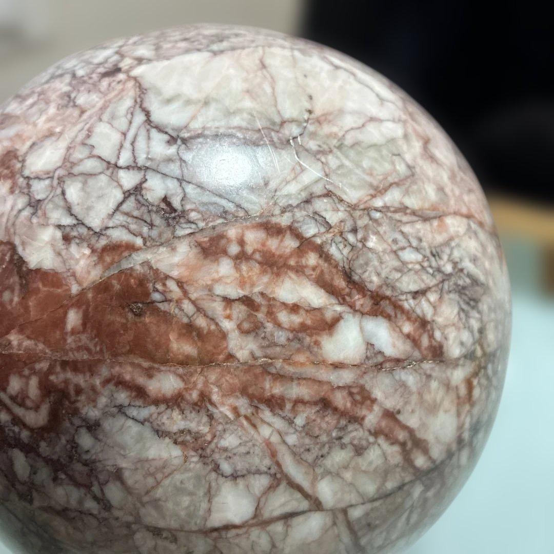 大型高級大理石 球体置物 木製台座付き( 球直径160mm)