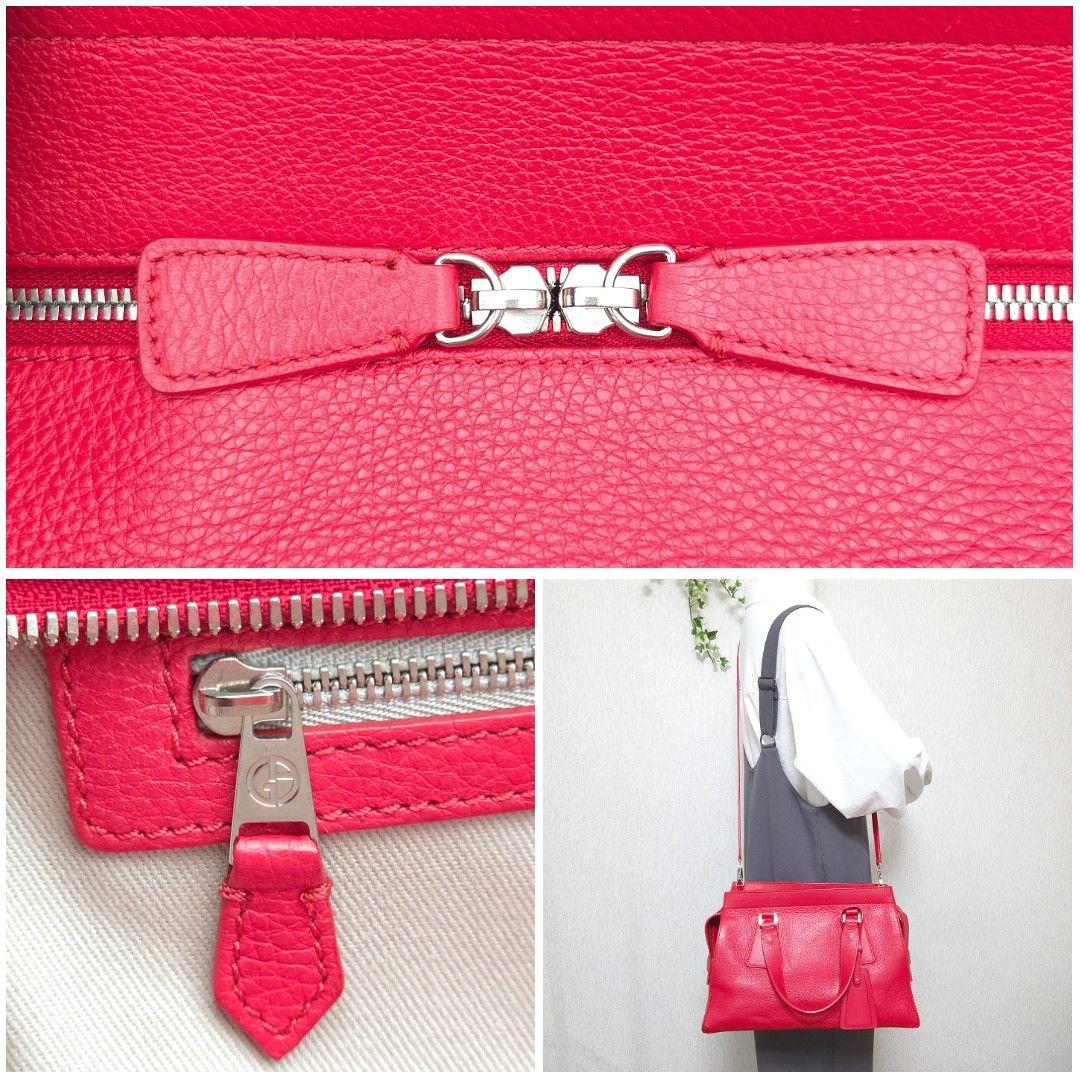✨美品✨GIORGIO ARMANI 2Way ショルダーバッグ レザー レッド