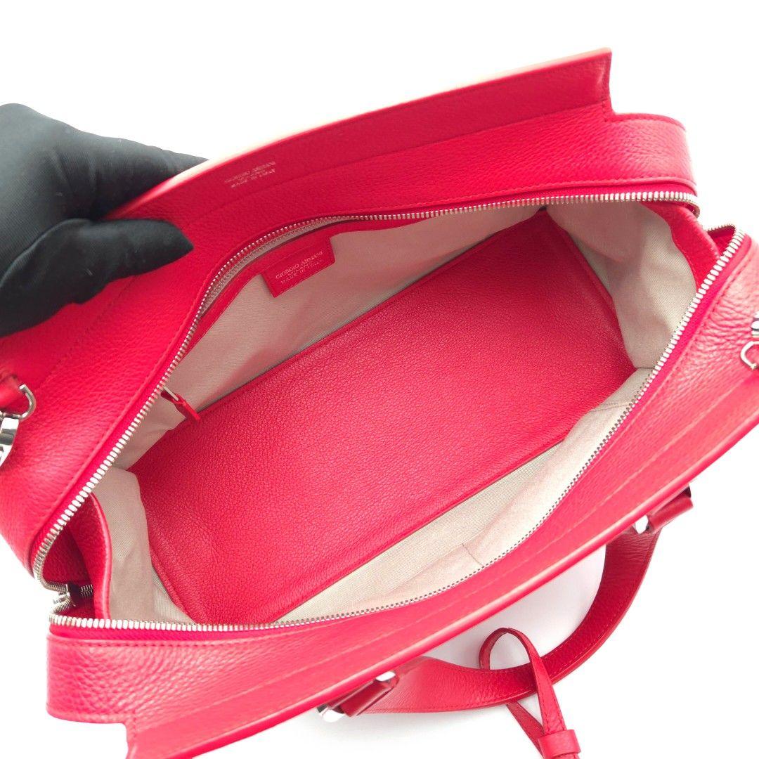 ✨美品✨GIORGIO ARMANI 2Way ショルダーバッグ レザー レッド