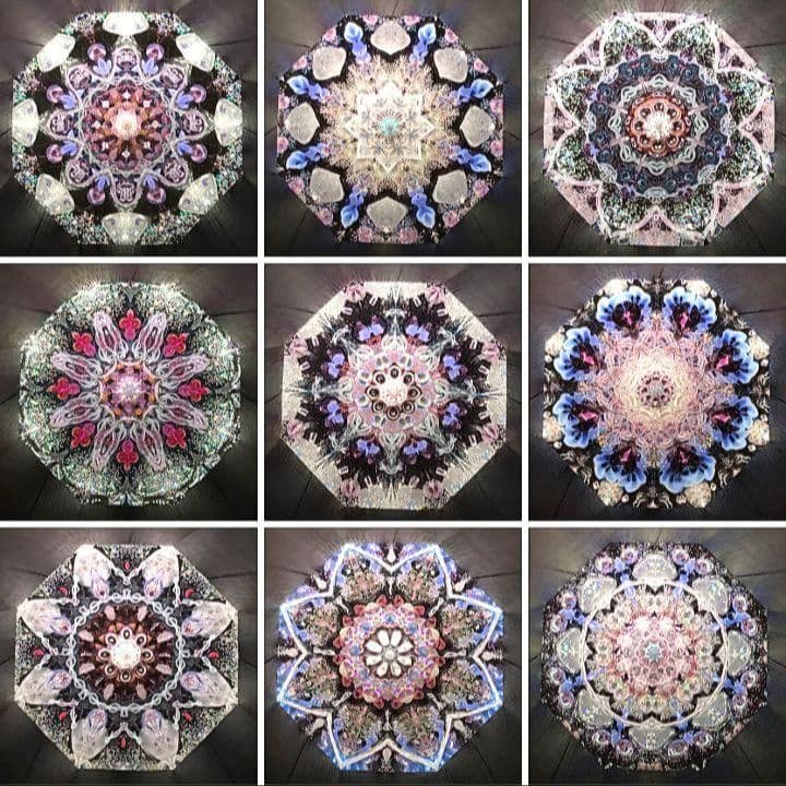 万華鏡《393》《394》1本の万華鏡に2つの模様　２つ穴の万華鏡 (黒天板)