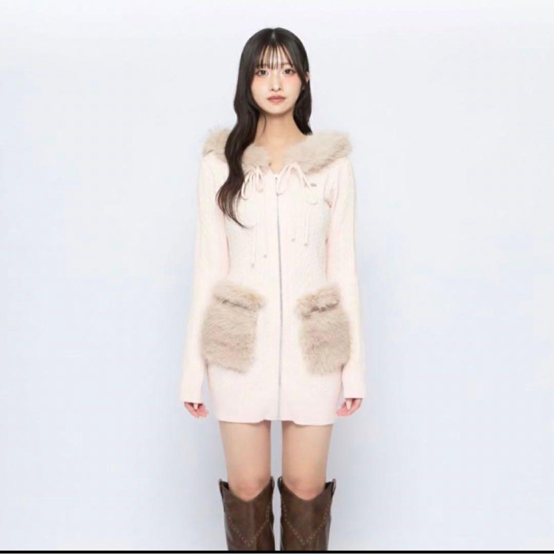 ケーブルニットワンピース