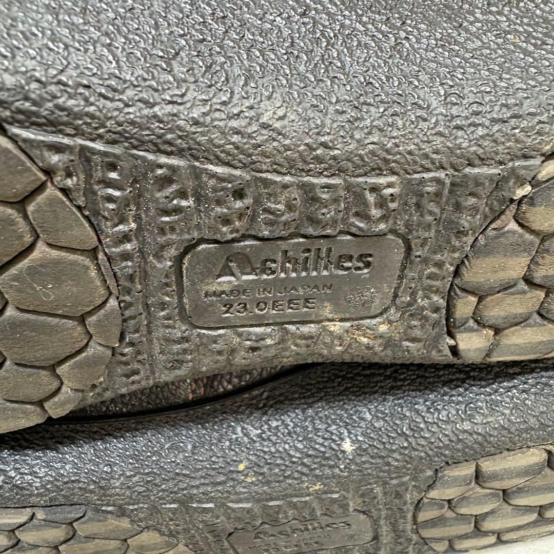 冬底　アキレスソルボ ショートブーツ サイドジップ 幅広　牛革23cm 滑り止め