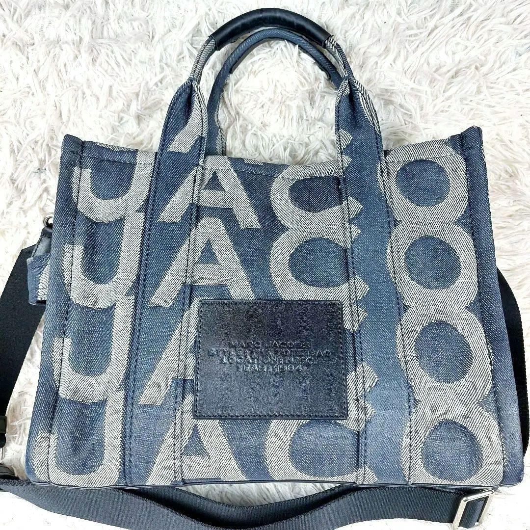 保存袋タグ付 マークジェイコブス モノグラムデニムトート2wayショルダーバッグ