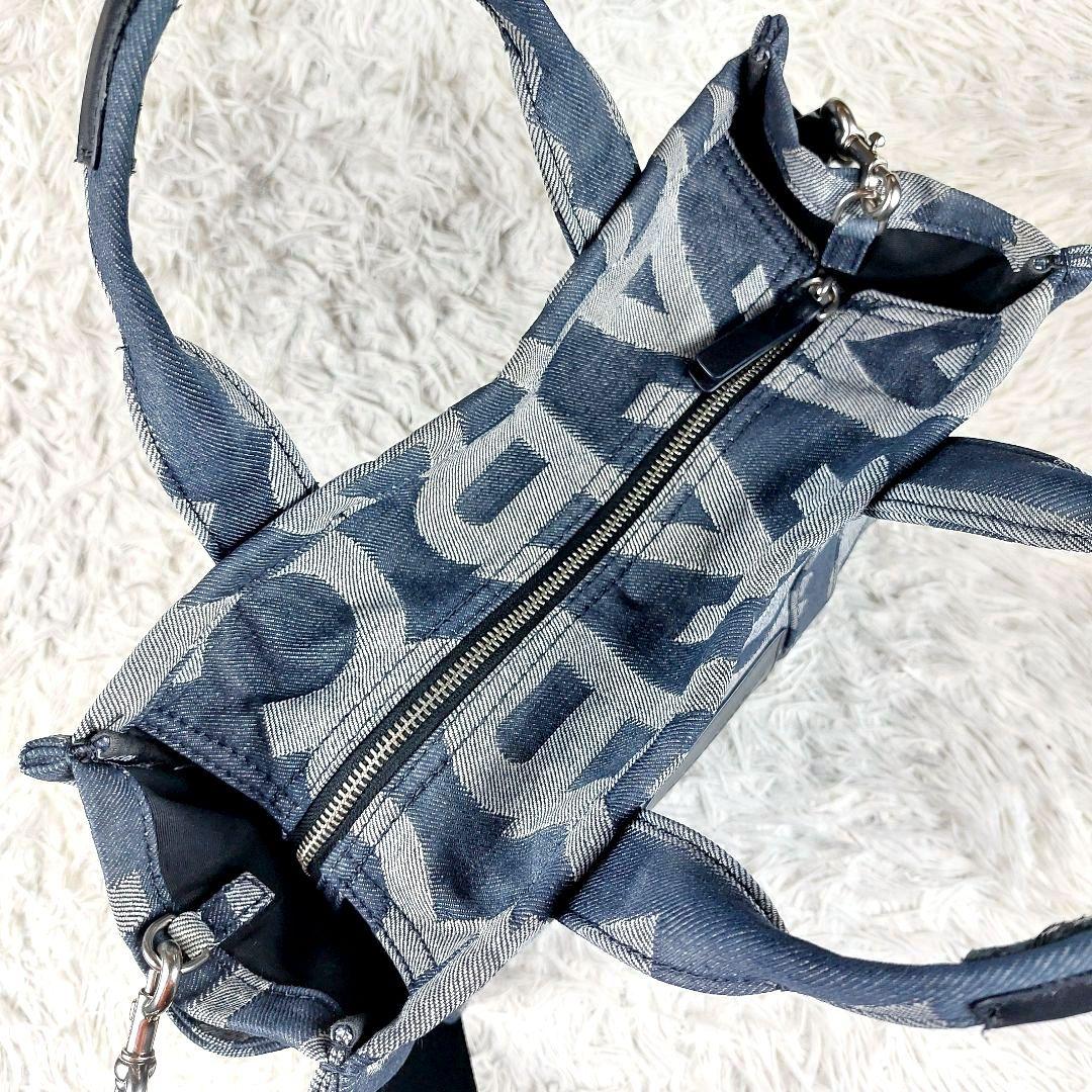 保存袋タグ付 マークジェイコブス モノグラムデニムトート2wayショルダーバッグ