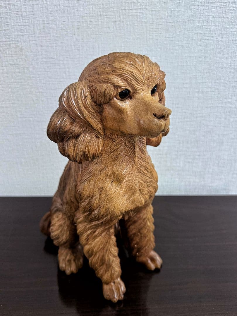 スワールウッド　天然無垢材　プードル　木彫り　手彫り　木製　犬の置物