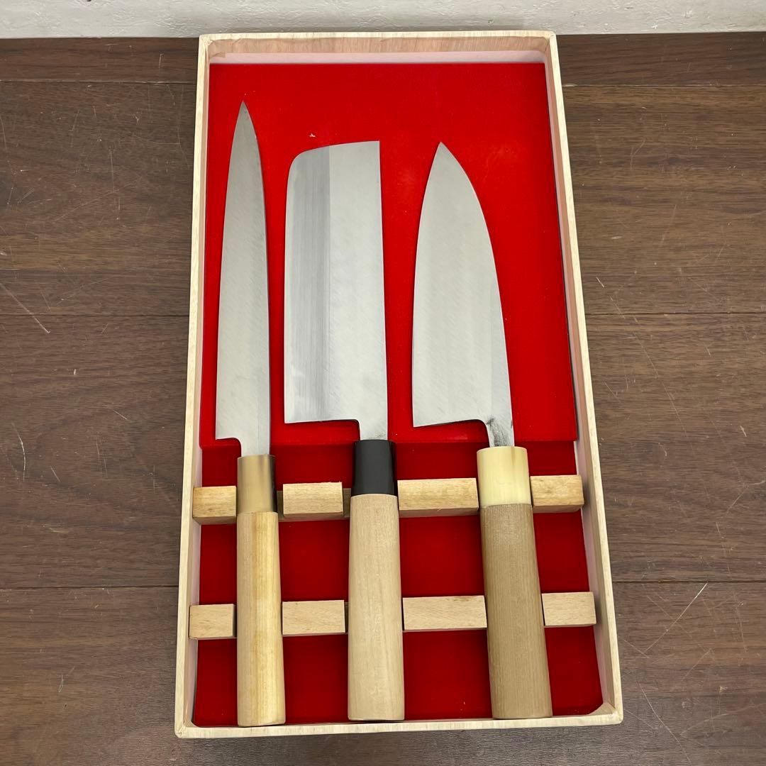 ECK37j 名匠秘伝本料理庖丁 兼吉作 和包丁 3本 出刃 薄刃 刺身 柳刃