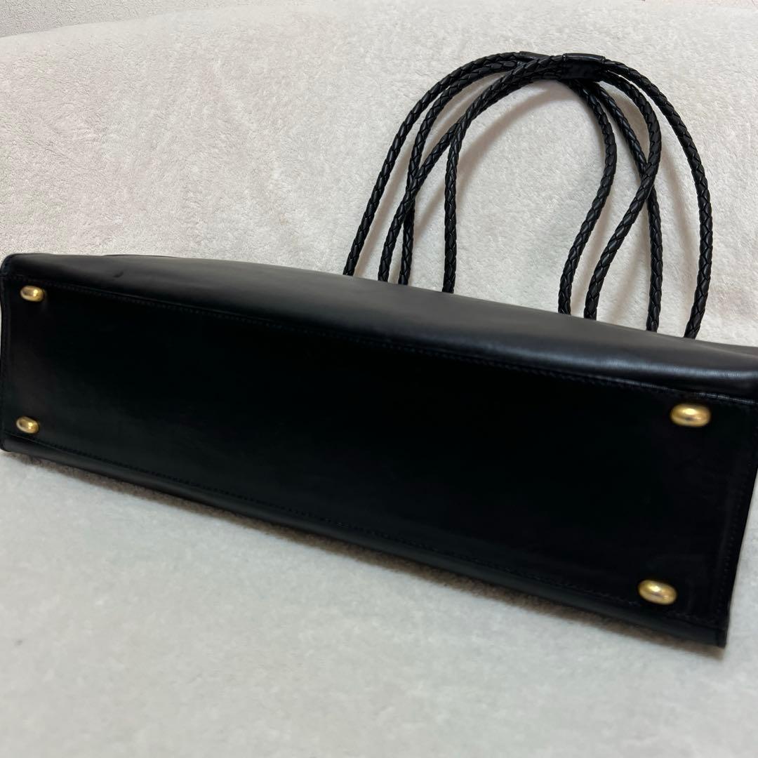 ★CELINE セリーヌ 黒レザー ハンドバッグ 編み込みストラップ
