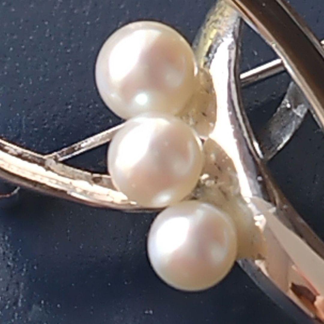 TASAKI 田崎真珠3珠　 アコヤ本真珠 ブローチ　SILVER