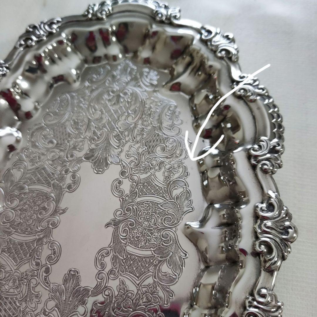 イギリス　シルバープレート　ケーキトレイ　小物入れ　ミニトレイ