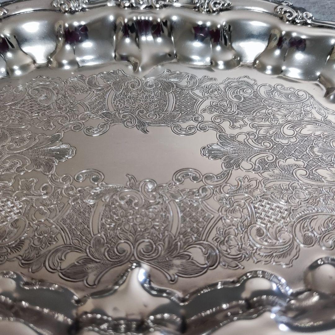 イギリス　シルバープレート　ケーキトレイ　小物入れ　ミニトレイ