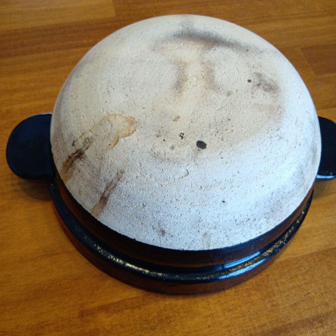 中型土鍋 黒と白の内側　かまどさん